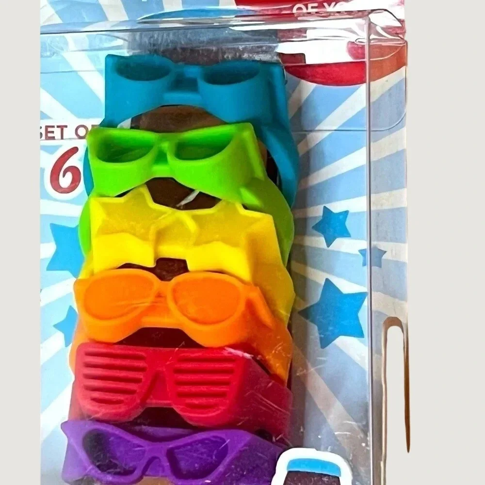 True Zoo Beernoculars Silicone Bottle Markers Set of 6 Sunglasses Drink Charms